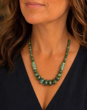 Mine Finds by Jay King Graduated Green Apatite Sterling Silver Bead Necklace
